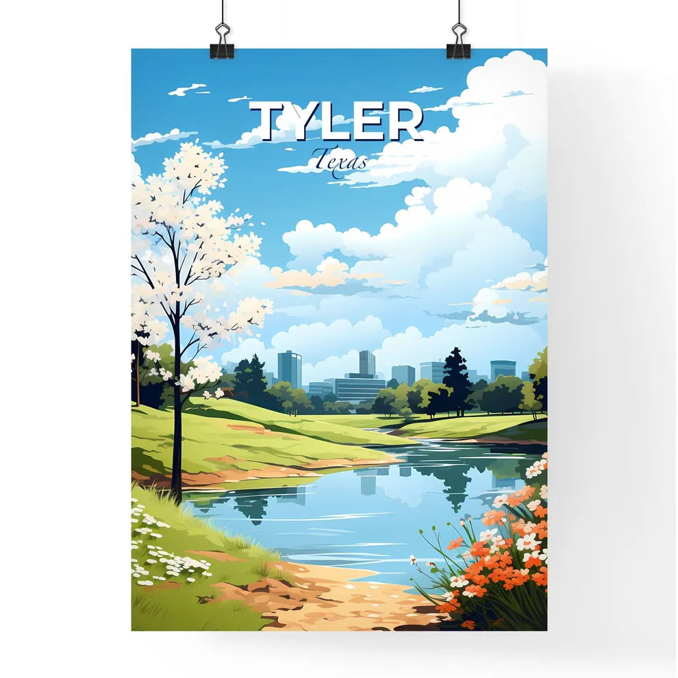 Tyler, Texas, A Poster of a landscape with a lake and flowers Default Title