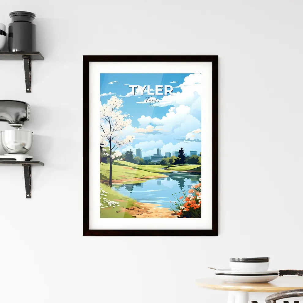 Tyler, Texas, A Poster of a landscape with a lake and flowers Default Title