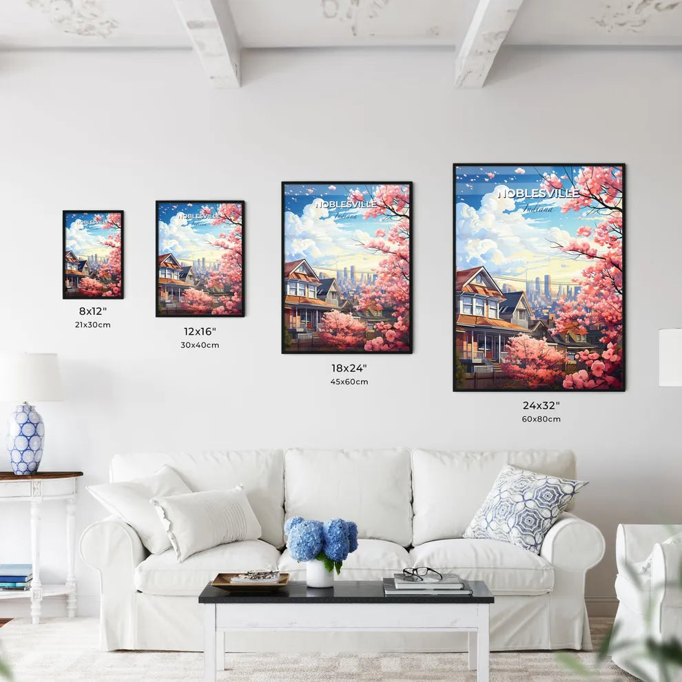 Noblesville, Indiana, A Poster of a house with pink flowers and trees Default Title