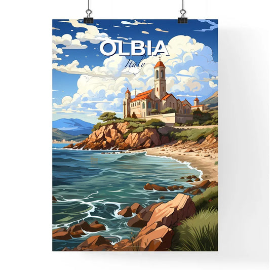 Olbia, Italy, A Poster of a building on a cliff by the water Default Title