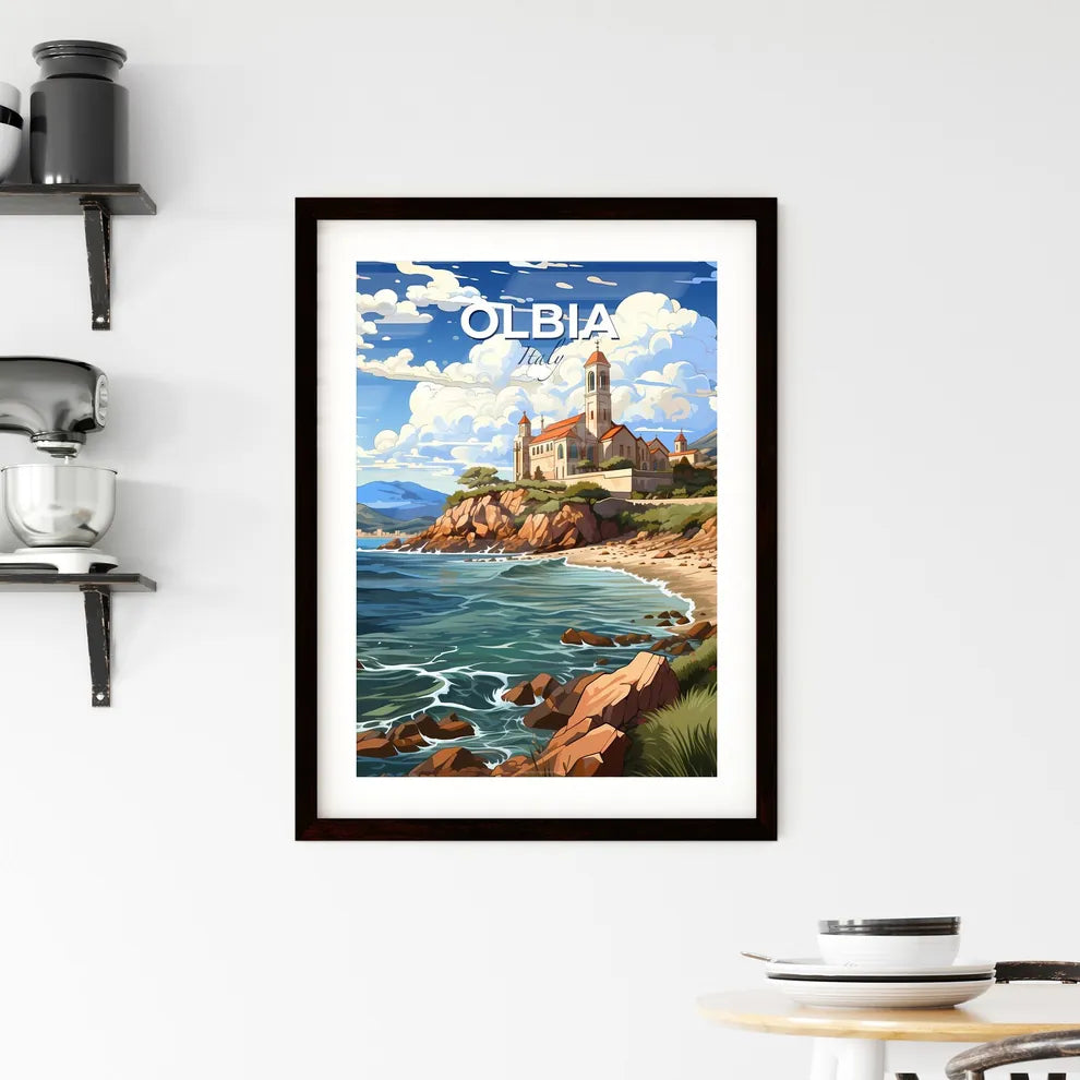 Olbia, Italy, A Poster of a building on a cliff by the water Default Title