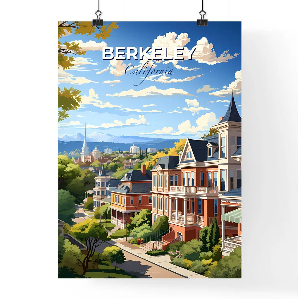 Berkeley, California, A Poster of a group of houses with trees and mountains in the background Default Title