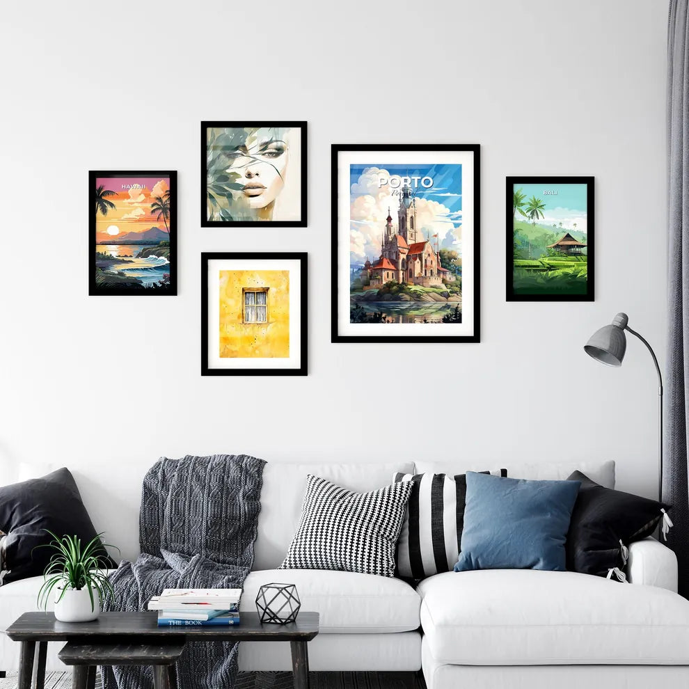 Porto, Portugal, A Poster of a painting of a castle on a hill Default Title