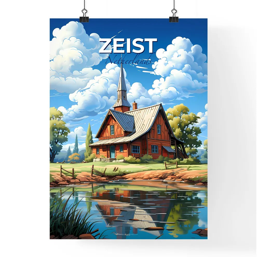 Zeist, Netherlands, A Poster of a house near a pond Default Title