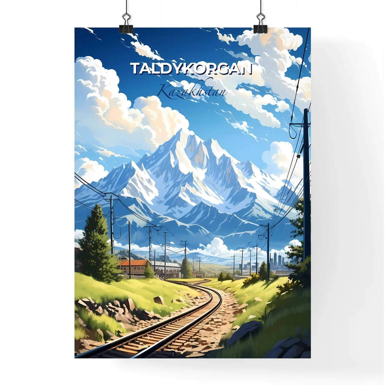 Taldykorgan, Kazakhstan, A Poster of train tracks leading to a mountain Default Title