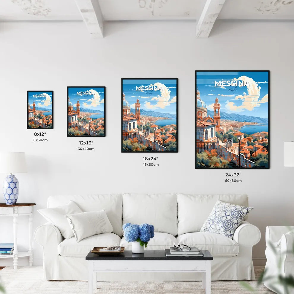 Messina, Italy, A Poster of a painting of a city by the water Default Title