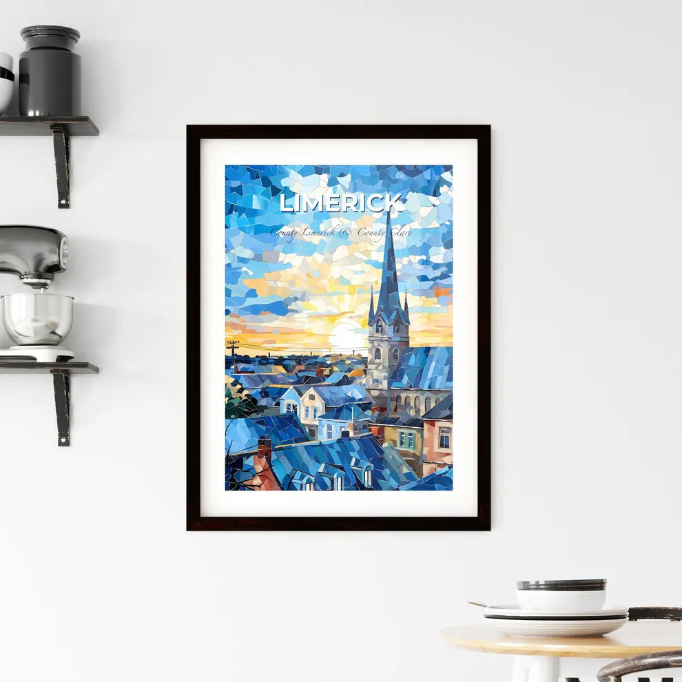 Limerick, County Limerick & County Clare, A Poster of a building with a steeple and a blue roof Default Title