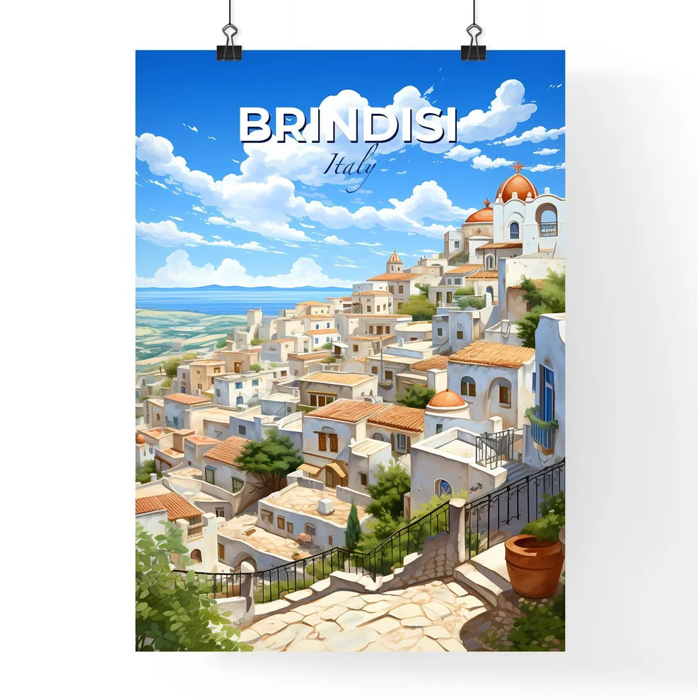 Brindisi, Italy, A Poster of a white buildings on a hill Default Title