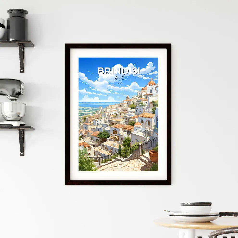 Brindisi, Italy, A Poster of a white buildings on a hill Default Title