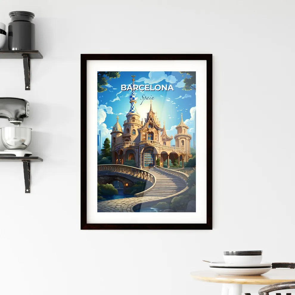 Barcelona, Spain, A Poster of a castle with a bridge and a bridge Default Title