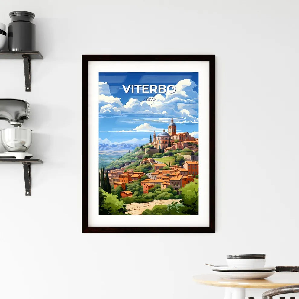 Viterbo, Italy, A Poster of a painting of a town on a hill Default Title