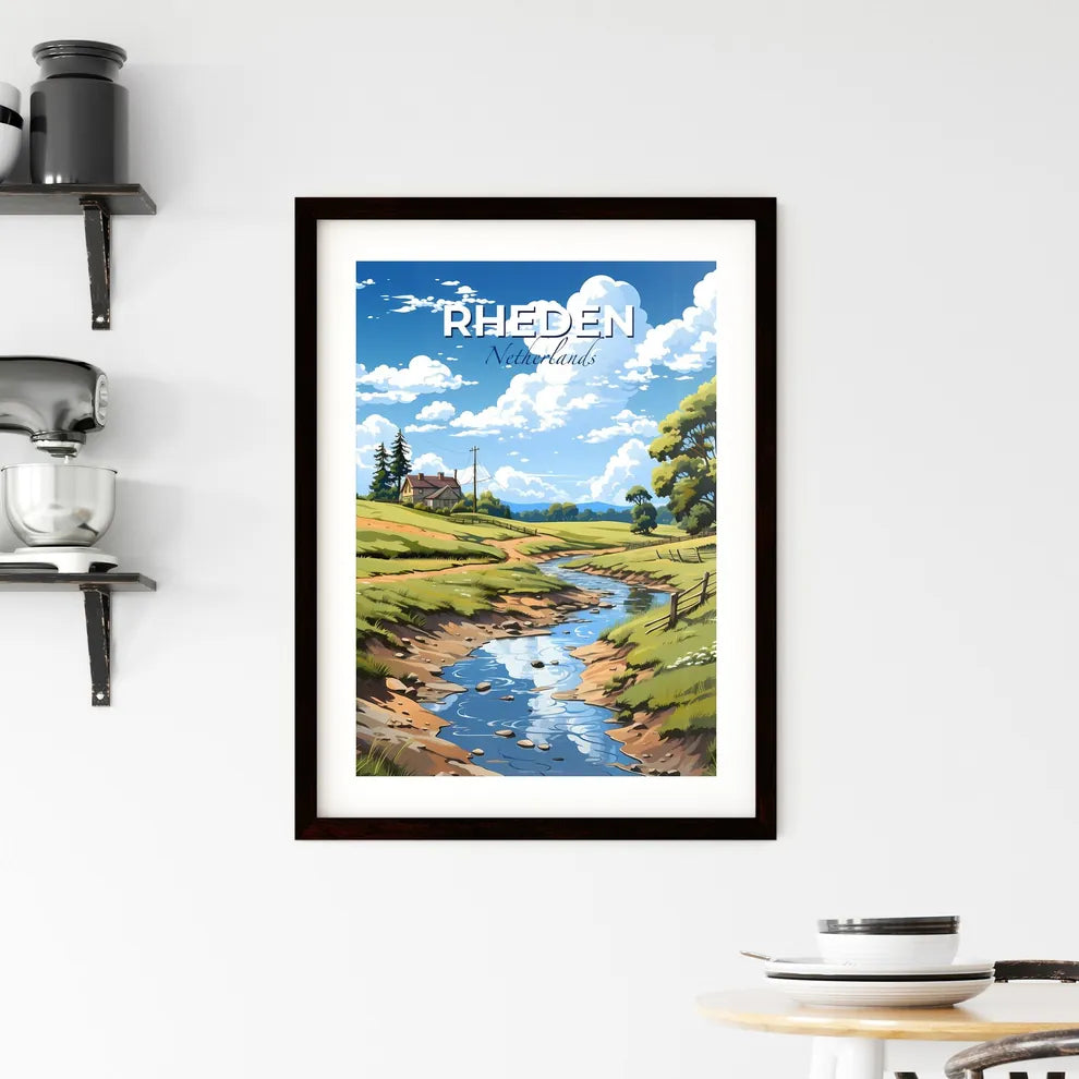 Rheden, Netherlands, A Poster of a stream running through a grassy field Default Title