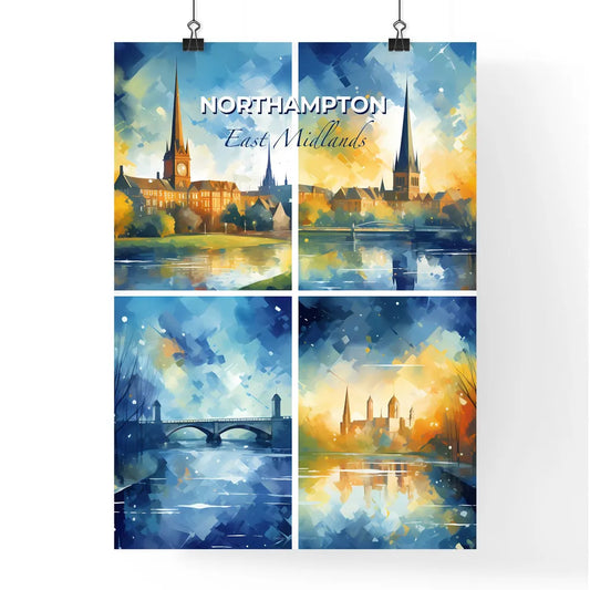 Northampton, East Midlands, A Poster of a collage of different pictures of buildings and a bridge Default Title