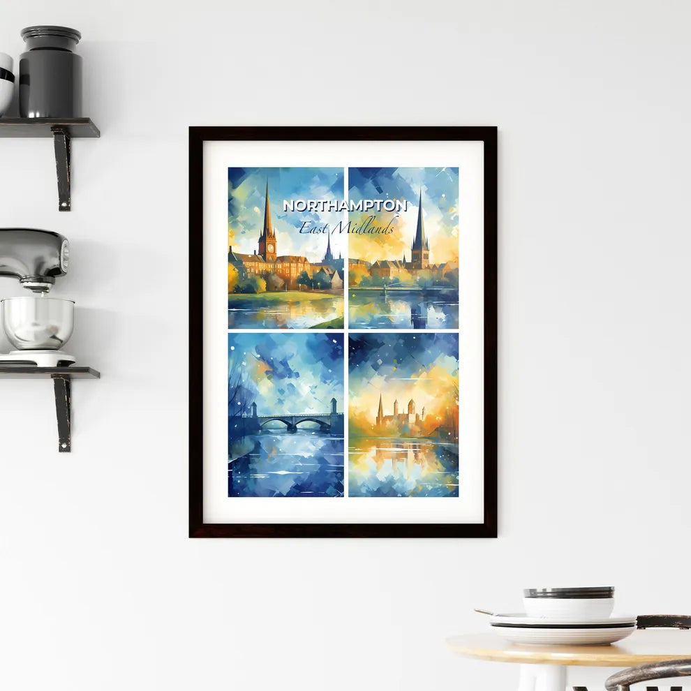 Northampton, East Midlands, A Poster of a collage of different pictures of buildings and a bridge Default Title