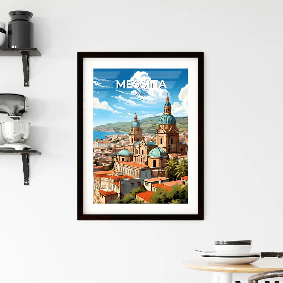 Messina, Italy, A Poster of a large building with blue domes and a blue roof Default Title
