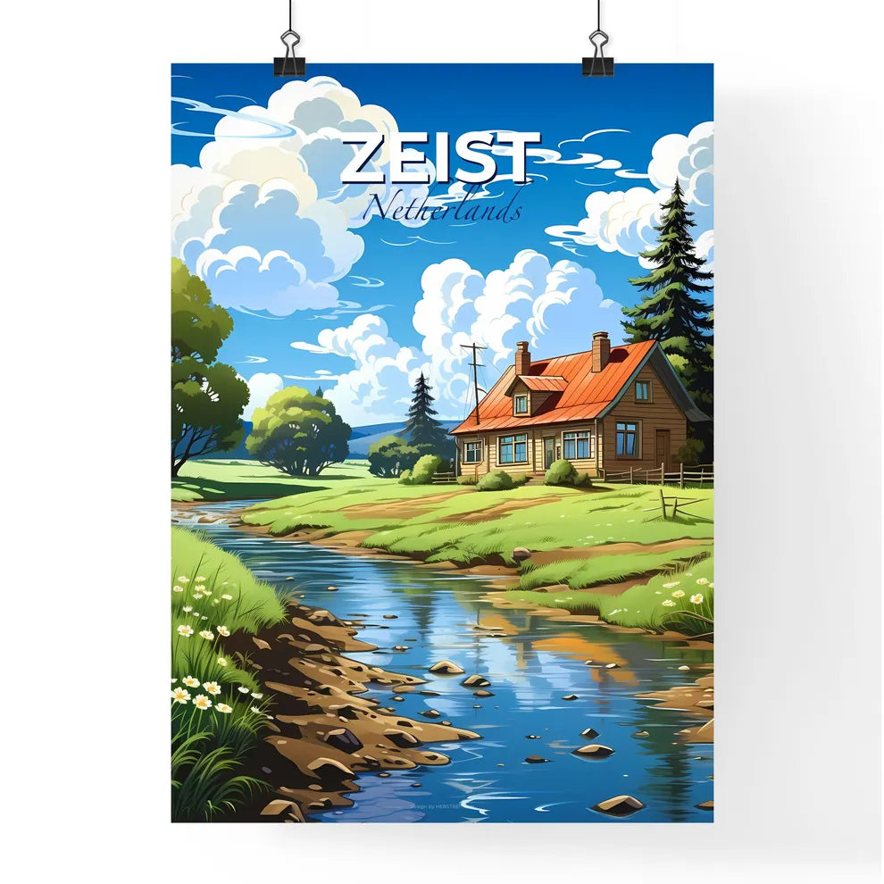 Zeist, Netherlands, A Poster of a house by a river Default Title
