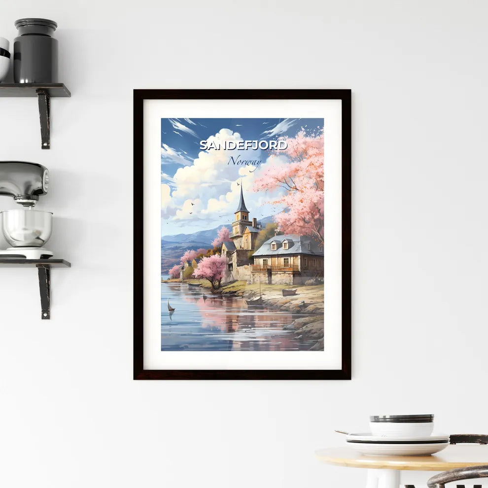 Sandefjord, Norway, A Poster of a painting of a village next to a lake Default Title
