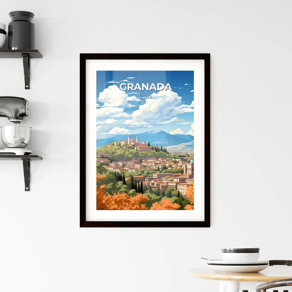 Granada, Spain, A Poster of a city with buildings and trees Default Title
