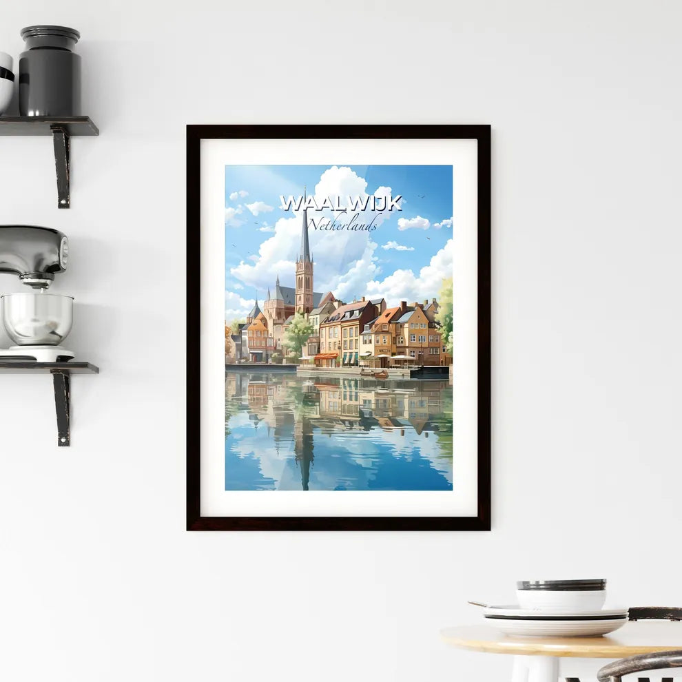 Waalwijk, Netherlands, A Poster of a water body with buildings and trees Default Title