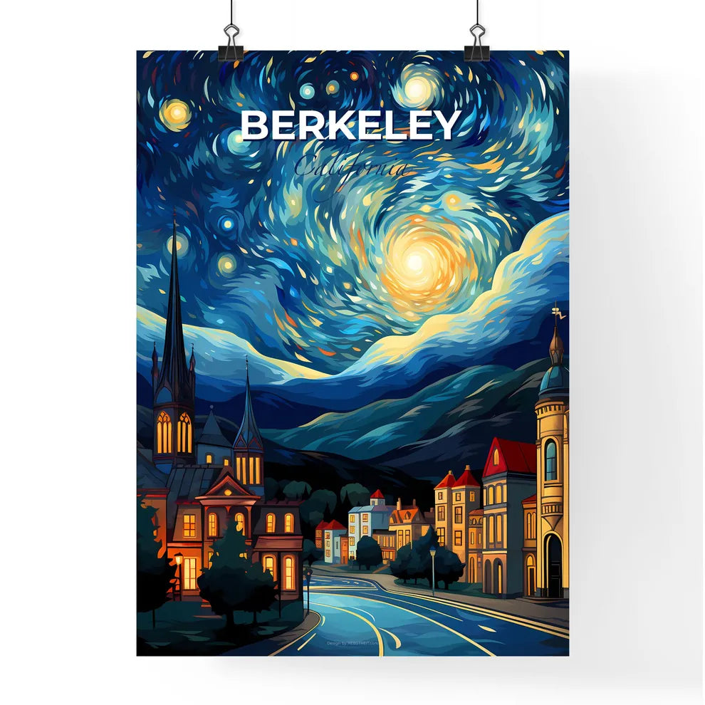Berkeley, California, A Poster of a colorful night sky over a town Default Title