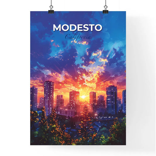 Modesto, California, A Poster of a sunset over a city Default Title