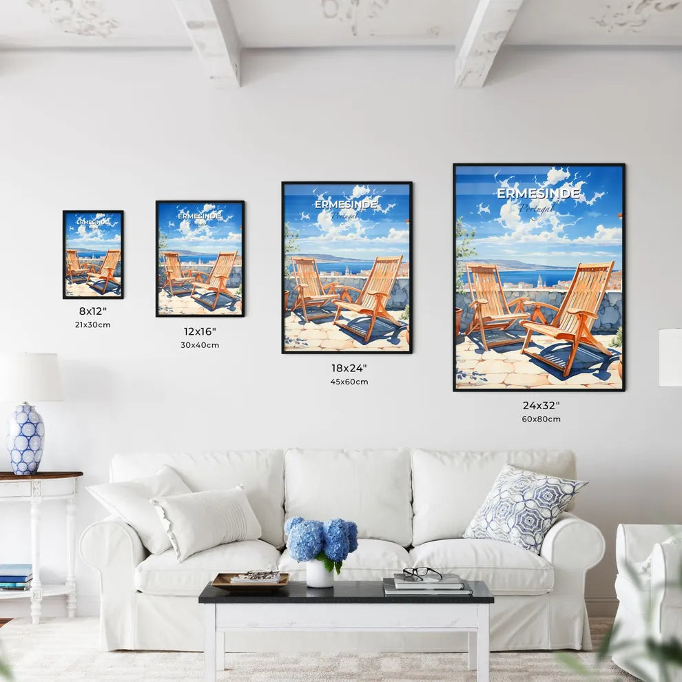 Ermesinde, Portugal, A Poster of two chairs on a patio overlooking a city Default Title