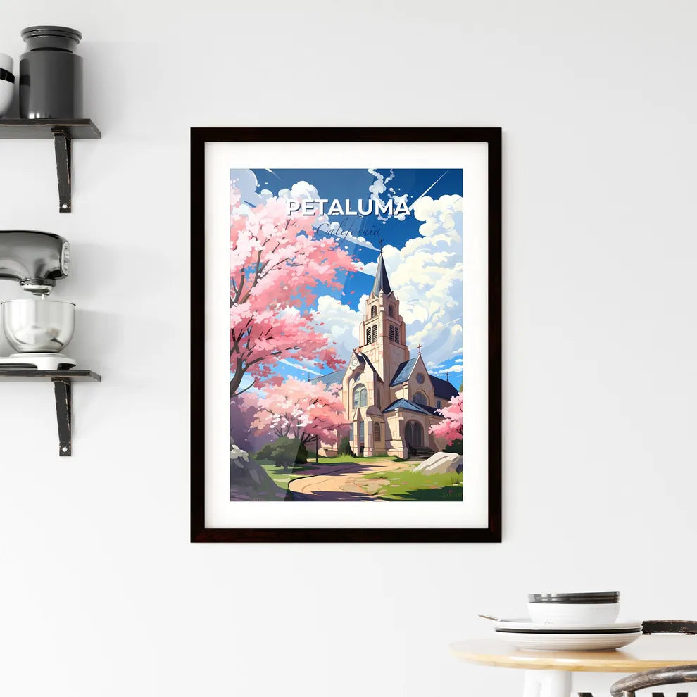 Petaluma, California, A Poster of a church with a tower and trees Default Title
