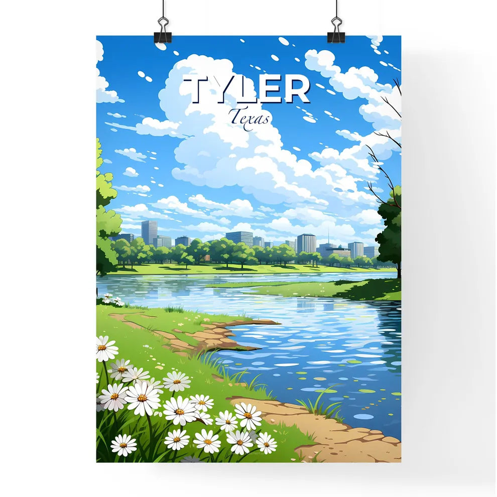 Tyler, Texas, A Poster of a river with flowers and trees Default Title