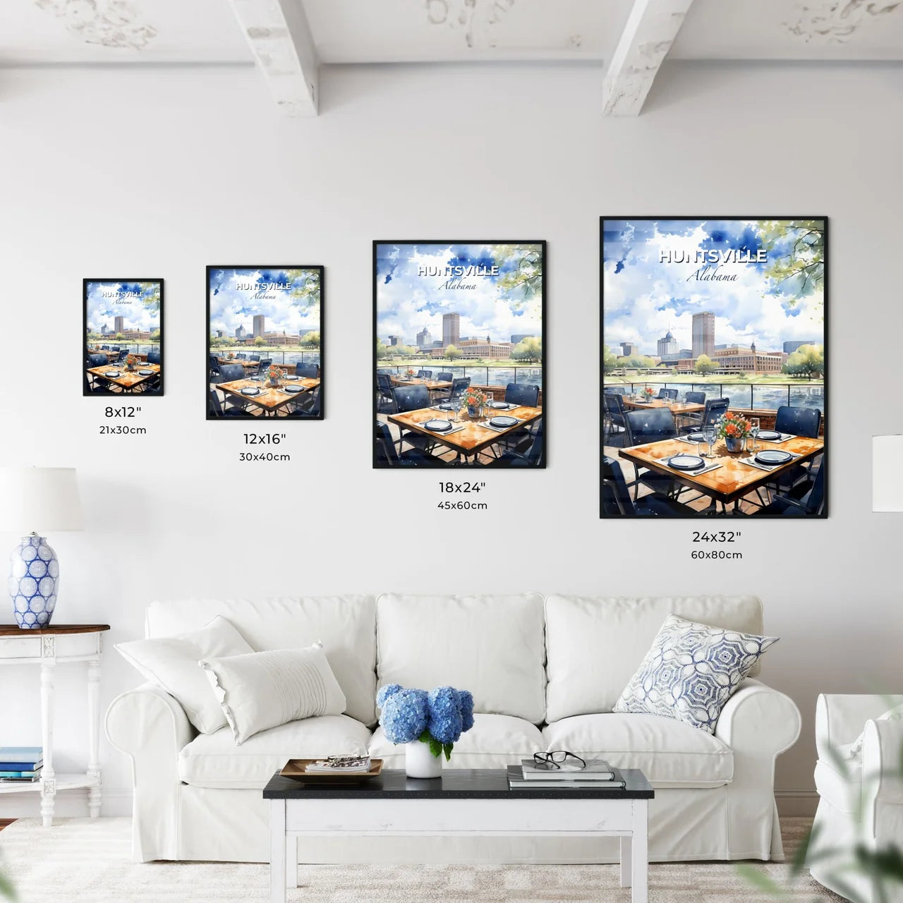 Huntsville, Alabama, A Poster of water view of a city from a restaurant Default Title