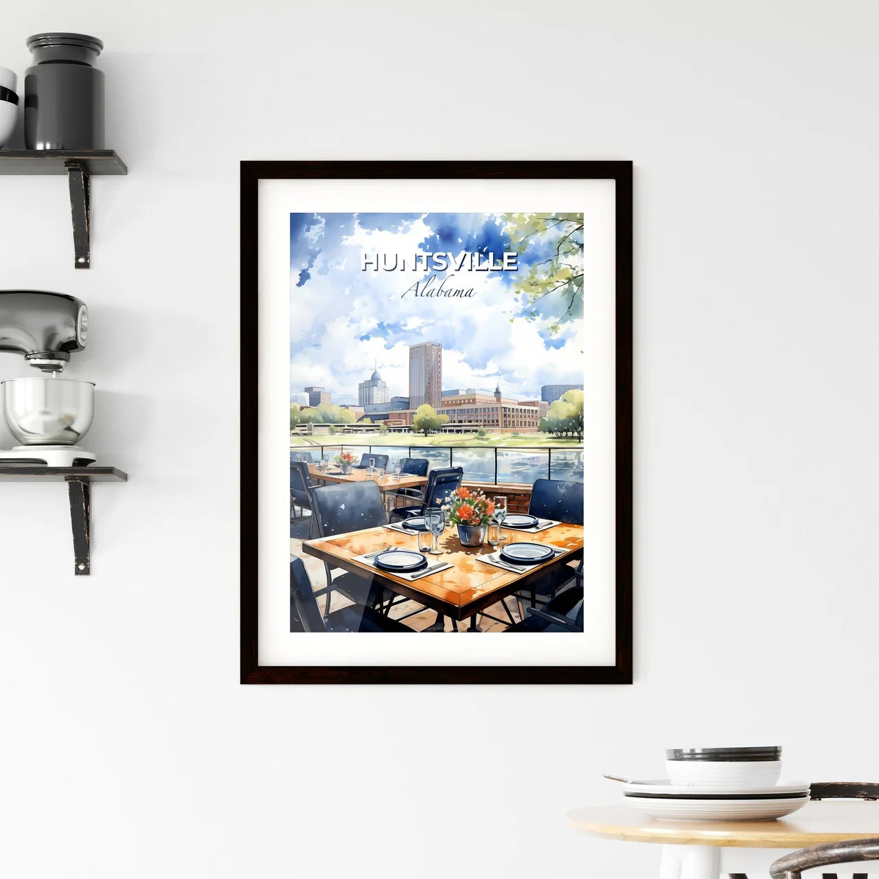Huntsville, Alabama, A Poster of water view of a city from a restaurant Default Title