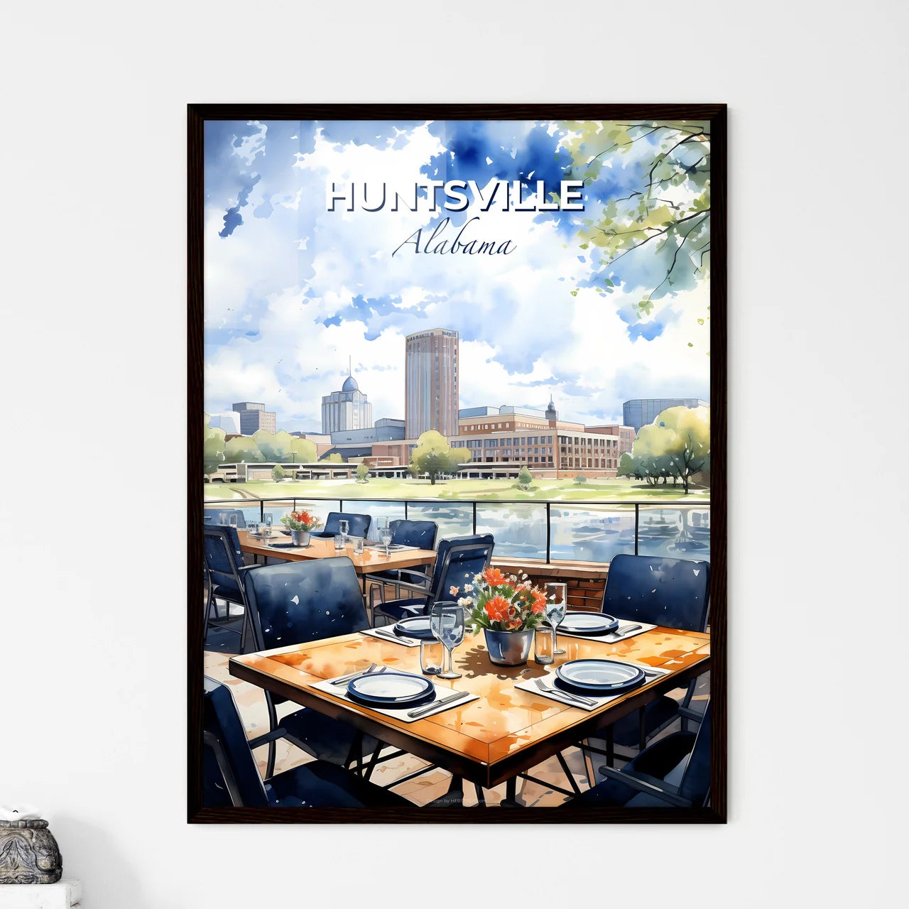 Huntsville, Alabama, A Poster of water view of a city from a restaurant Default Title