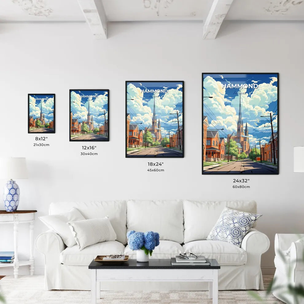 Hammond, Indiana, A Poster of a street with a church and buildings Default Title
