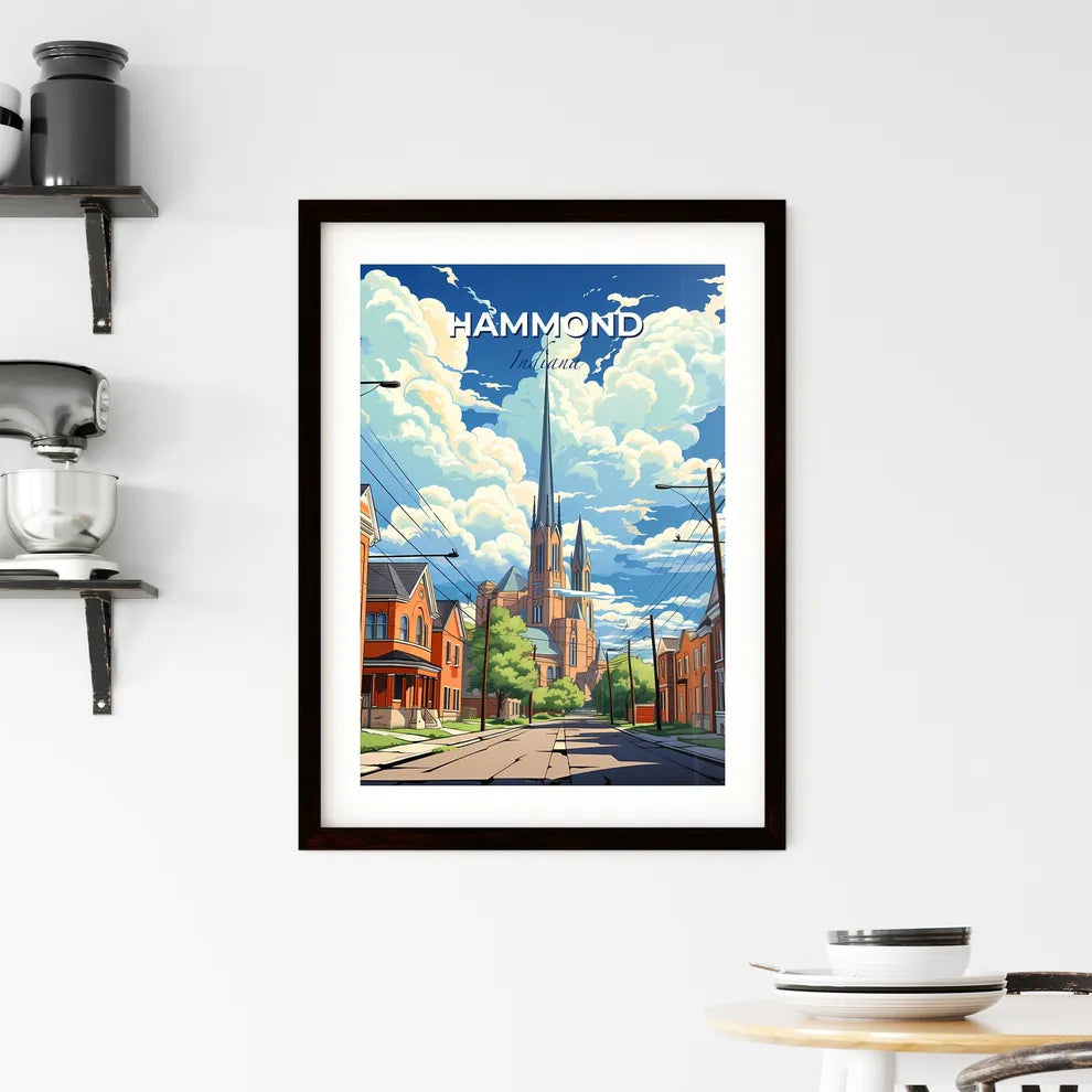 Hammond, Indiana, A Poster of a street with a church and buildings Default Title