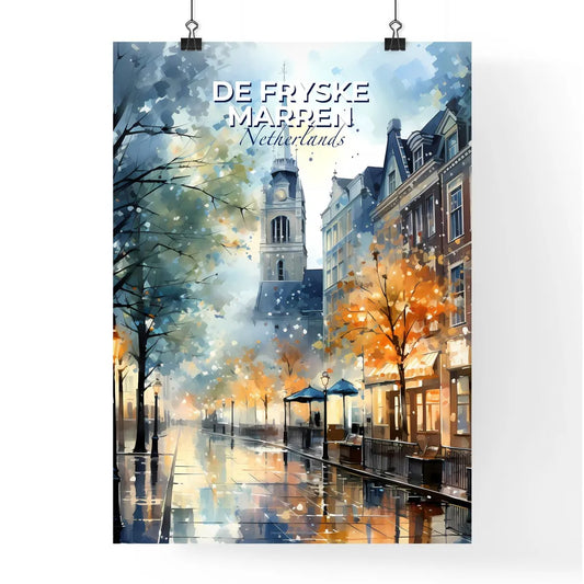 De Fryske Marren, Netherlands, A Poster of a street with trees and a church tower Default Title