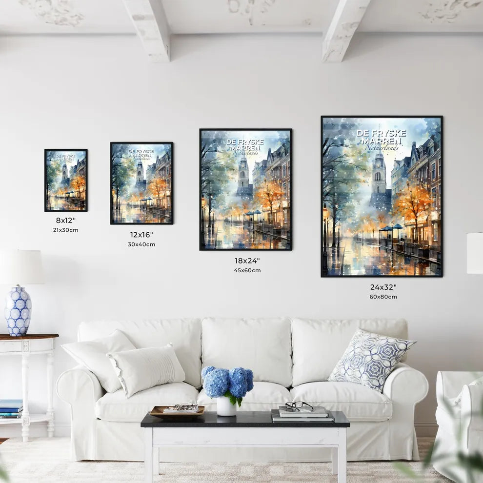 De Fryske Marren, Netherlands, A Poster of a street with trees and a church tower Default Title
