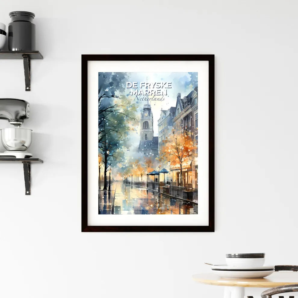 De Fryske Marren, Netherlands, A Poster of a street with trees and a church tower Default Title