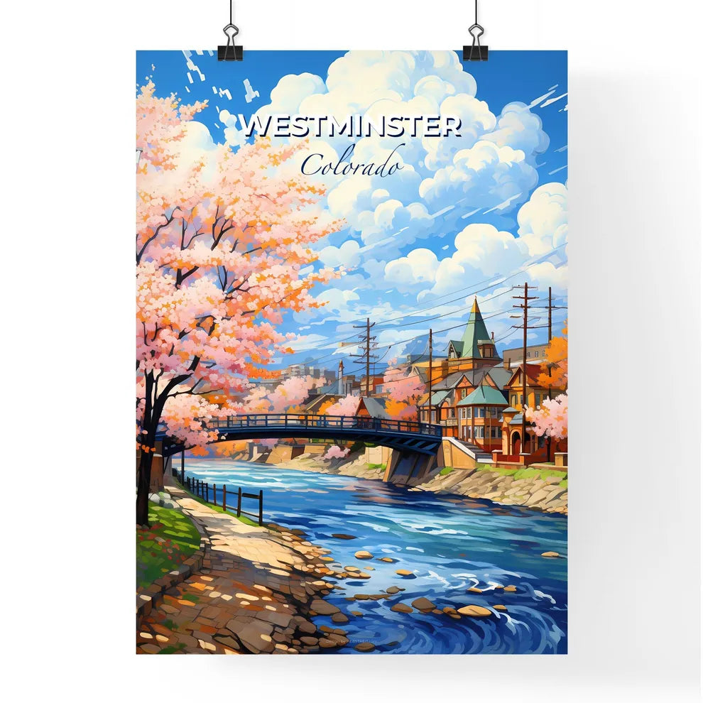 Westminster, Colorado, A Poster of a river with a bridge and trees Default Title