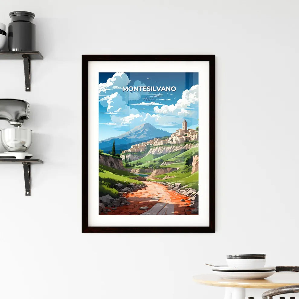 Montesilvano, Italy, A Poster of a landscape with a river and a town on the side Default Title