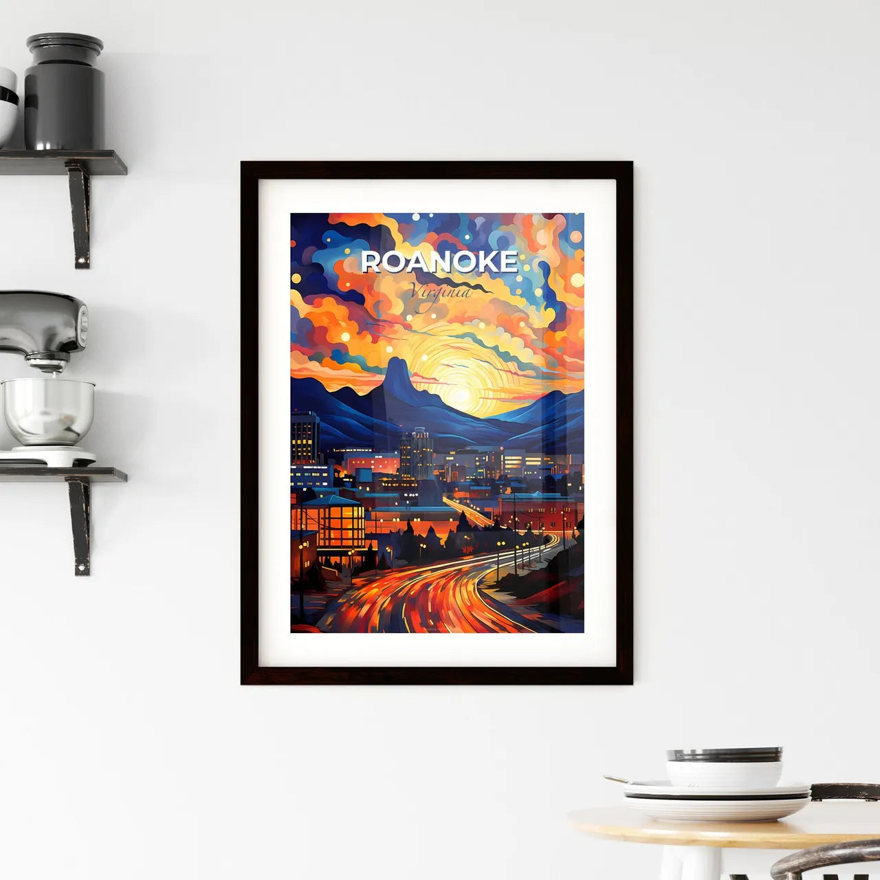 Roanoke, Virginia, A Poster of a colorful sky over a city Default Title