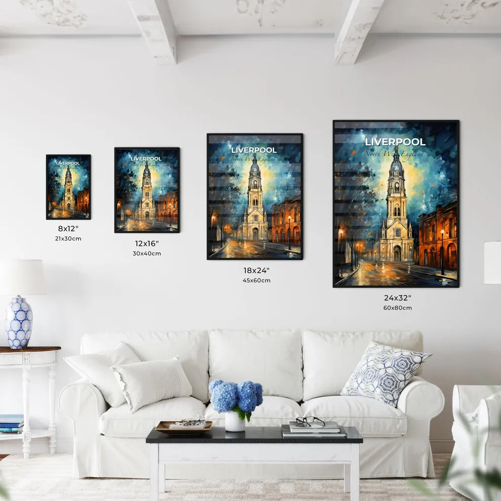 Liverpool, North West England, A Poster of a building with a tower and a street in the background Default Title