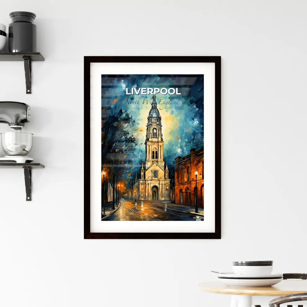 Liverpool, North West England, A Poster of a building with a tower and a street in the background Default Title