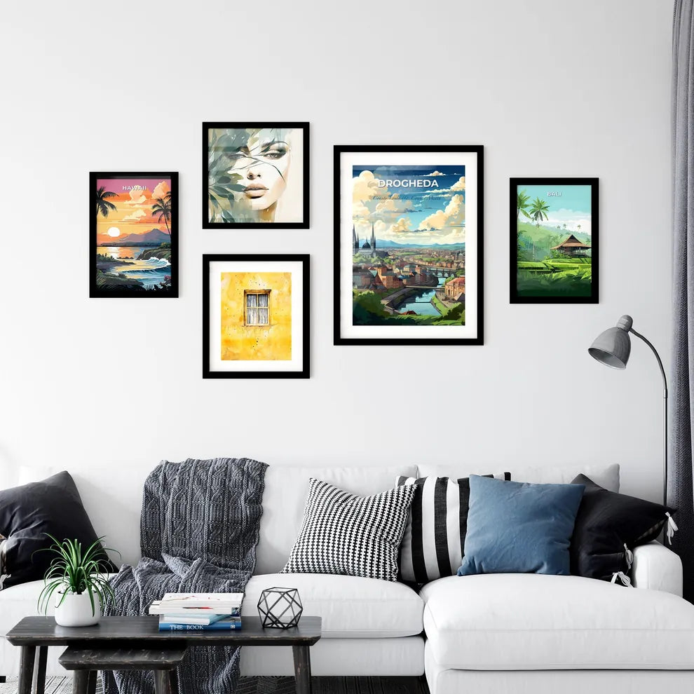 Drogheda, County Louth & County Meath, A Poster of a city with a river and a bridge Default Title