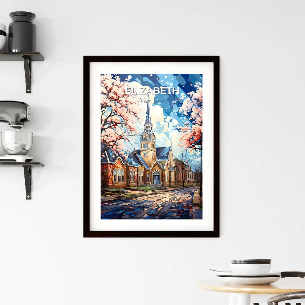 Elizabeth, New Jersey, A Poster of a church with a steeple and trees in front of it Default Title