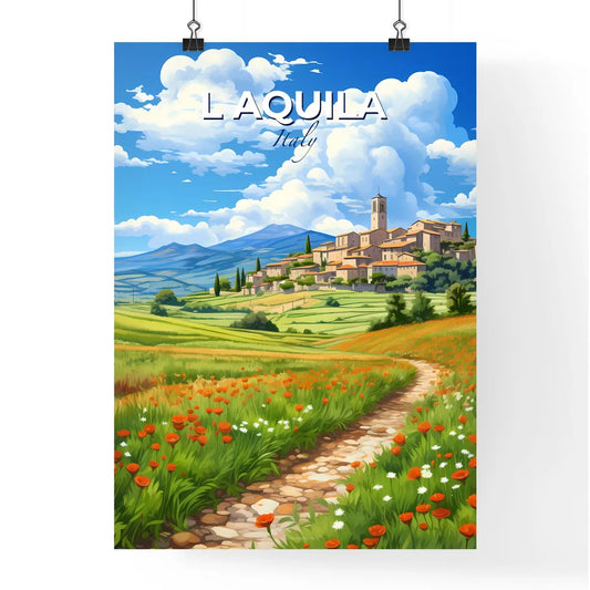 L Aquila, Italy, A Poster of a path leading to a village Default Title