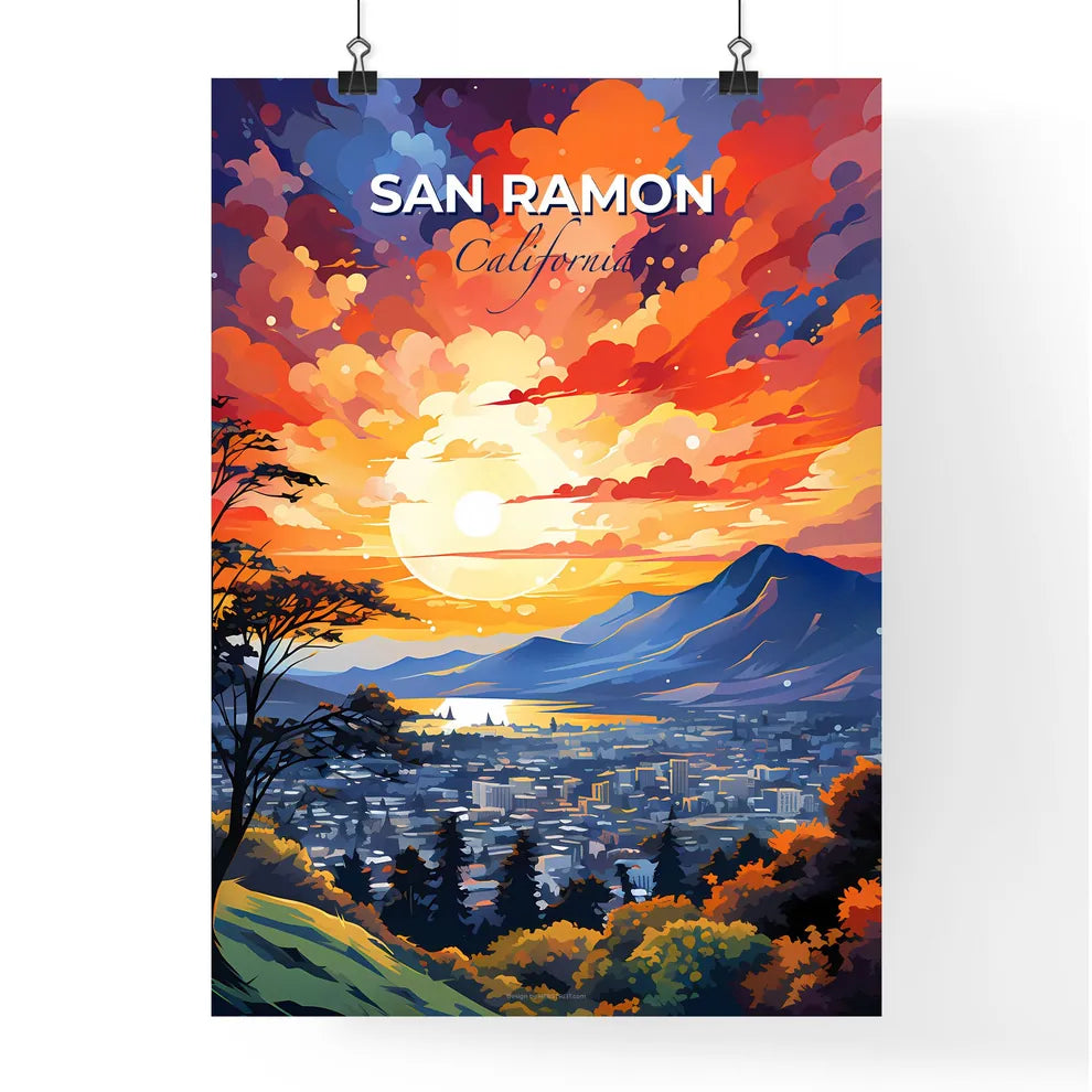San Ramon, California, A Poster of a colorful sunset over a city Default Title