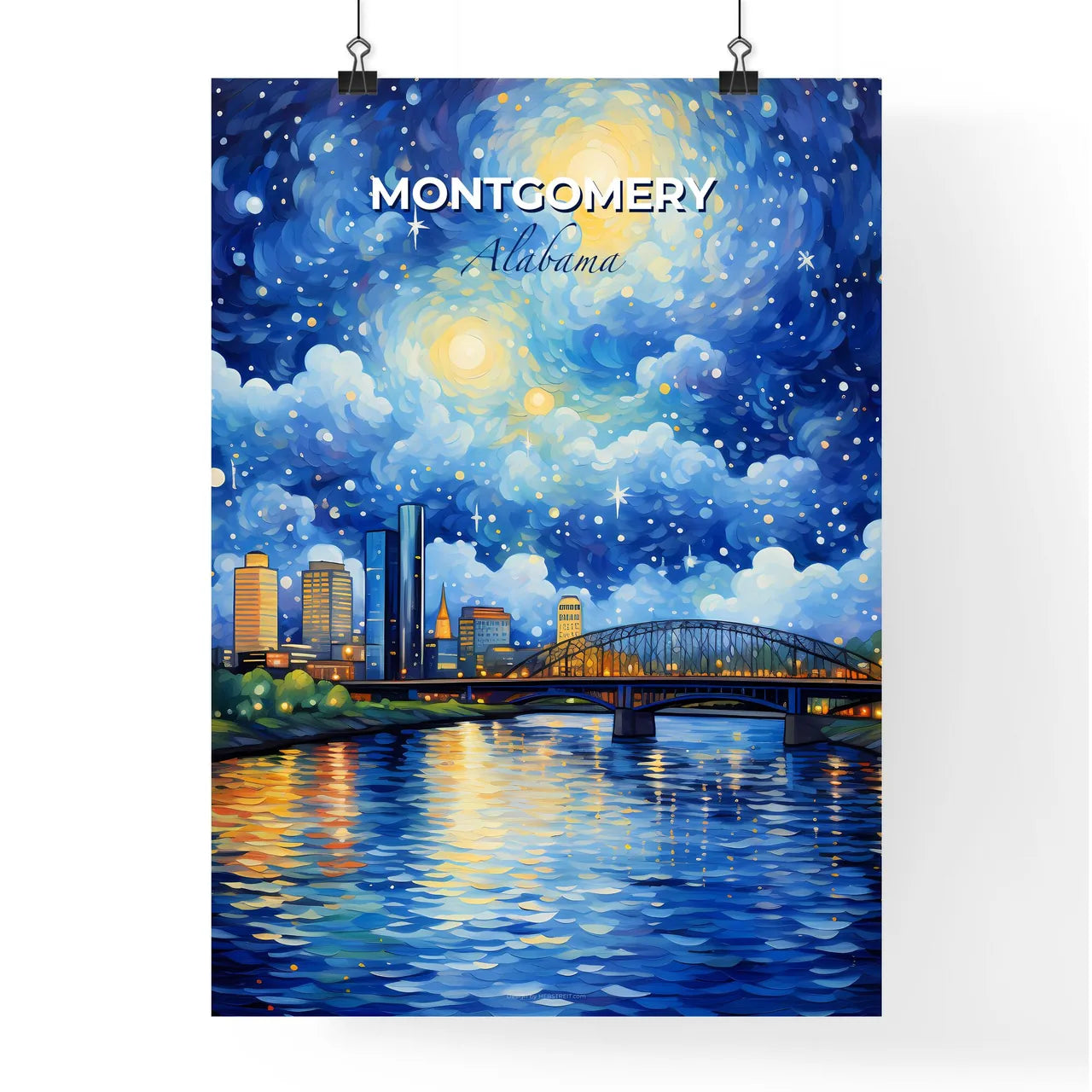 Montgomery, Alabama, A Poster of a bridge over a river with a city in the background Default Title