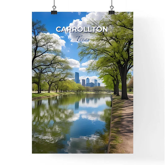 Carrollton, Texas, A Poster of a river with trees and a city in the background Default Title
