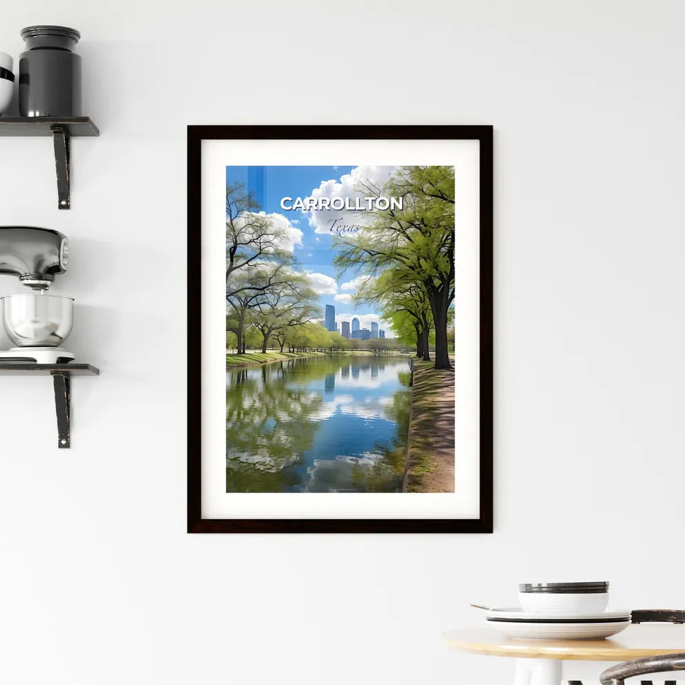 Carrollton, Texas, A Poster of a river with trees and a city in the background Default Title