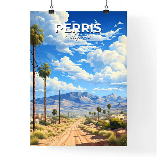Perris, California, A Poster of a road with palm trees and mountains in the background Default Title