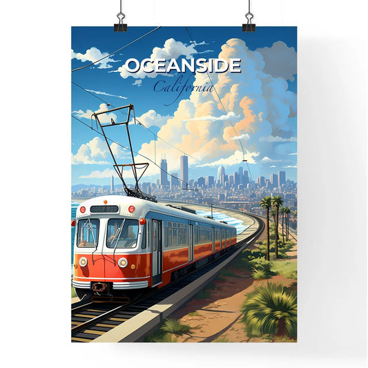 Oceanside, California, A Poster of a train on the tracks by the water Default Title